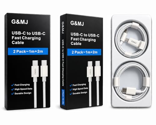 60W PD 3.0 Cable USB C Carga Rápida, [2 Unidades 1M+2M] Cable USB C a USB C, Tipo C para iPhone 17/16/15/Pro/Plus/Pro Max, para Samsung Galaxy S24/S23/S22, para iPad Pro/Air/Mini etc