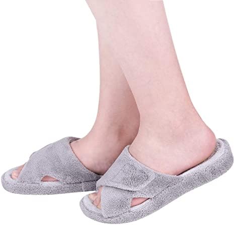 Shevalues Arch Assist Sippers for Girls Adjustable Terry Material Fuzzy Indoor Slippers Open Toe Home Sneakers 2 41hS+j3AVlL. AC
