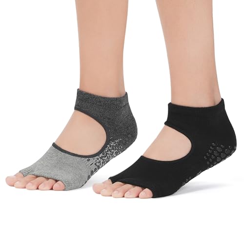 Image of Pilates Socks for Women Grip Yoga Non Slip Socks for Barre Dance Workout Hospital