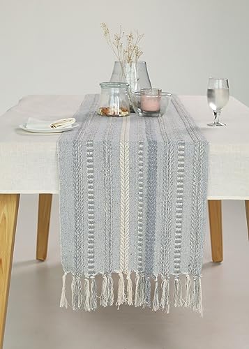 The Art Box Boho Cotton Fabric Table Runner Gray - Image 4