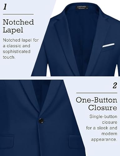 COOFANDY Men's Slim Fit Casual Blazers Lightweight Sport Coats One Button Suit Jackets