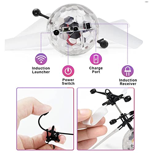 XUBX 2 Stück RC Fliegender Ball Kinder Spielzeug, Ferngesteuerte Helikopter, Mini Drohne für Kinder Flying Orb Ball Flugzeug, LED RC Flugzeug Helikopter mit Handsensor Infrarot, Mini Hubschrauber