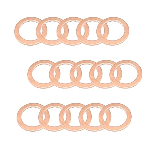 Image of KEVWR 15 Pcs Oil Drain Plug Gasket 14mm Copper Crush Washer Seals Compatible with Mercedes Benz OEM #007603-014106