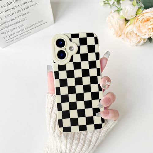 Lovmooful Compatible for iPhone 16 Case Cute Checkerboard Lattice Plaid with Color Design for Girls Women Soft TPU Shockproof Protective Girly for iPhone 16 Case-White&Black by Lovmooful - Used condition - Image 2