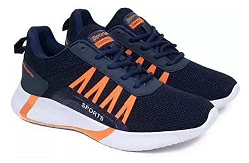 Image of Trendy Running Shoes for Men Sneakers for Men (Color- Blue & Orange) Size-10(7) G