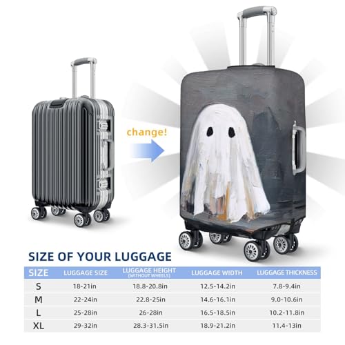 Cute Ghost Minimalistic Elastic Travel Luggage Covers Dustproof Scratch-Resistant Suitcase Protector Fit 22-24 Inch4