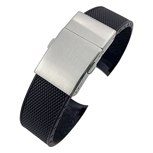 Forfc 19Mm 20Mm 21Mm Rubber Silicone Watch Strap Waterproof Watchband For Longines Master Conquest Hydroconquest L3 Black Accessories (Color : Blue Upgrade Clasp, Size : 19Mm) #TOP5