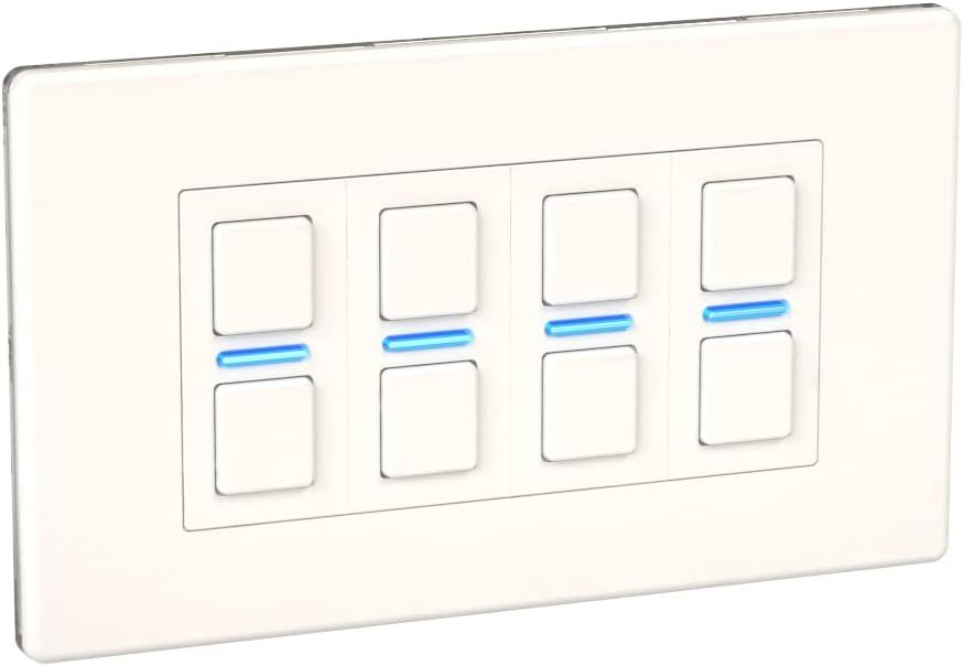 Lightwave LP24WHMK2 Smart Dimmer with Energy Monitoring, 4 Gang, White Metal - Works with Alexa, Google Assistant, HomeKit. iOS & Android Compatible