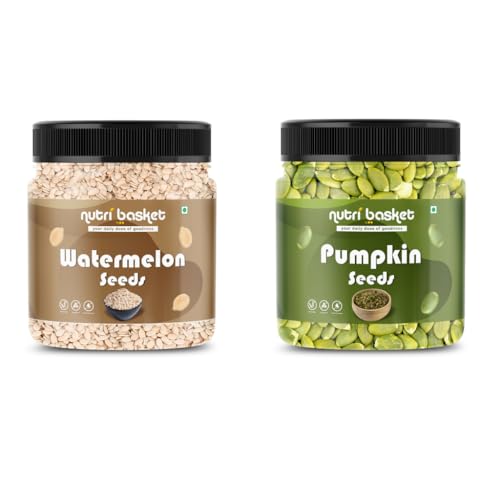 NUTRI BASKET Pumpkin Watermelon Seeds Combo 500g (250g Each) | Pumpkin Seeds & Watermelon Seeds for Snacking, Smoothies, and Salads | Ready-to-Eat Superfoods | Superseeds