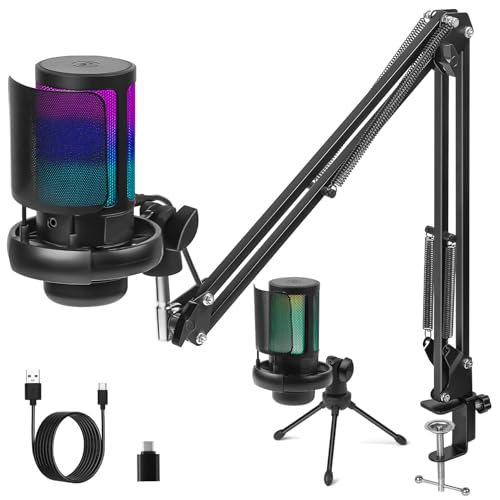 Latdya Microfone USB Gaming PC, Microfone Gamer, Braço Articulado...