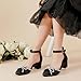 LAURMOSA Girls Black High Heels Closed Toe Dress Shoes Big Girls Heels Fancy Shoes Size 4 Flower Girl Formal Shoes Wedding Party Kids Church Heeled Pump(L1019SaBlack 4)