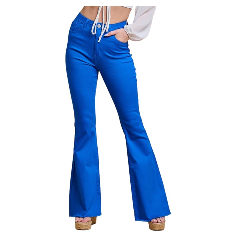 Women's High Waisted Super Stretch Flare Jeans Trendy Bell Bottom Denim Pants with Multiple Colors...