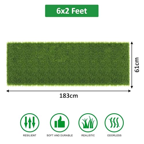 Image of 6x2 Feet Waterproof Artificial Grass for Balcony, Floor & Decoration | Anti Skid Green Grass Mat for Home, Indoor & Outdoor Decoration | Green