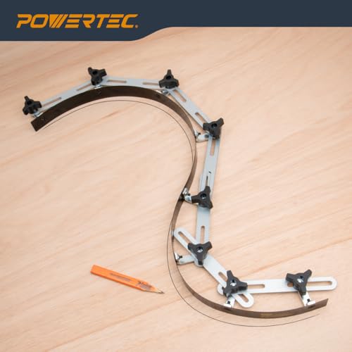 POWERTEC Flexible Curve Template Ruler 37", Wood Curve, Woodworking Profiling Strip, Template Tool Metal Steel, Durable Bendable Segmented Professional Contour with Knobs & Locking Mechanism - 71056 by POWERTEC - Image 7