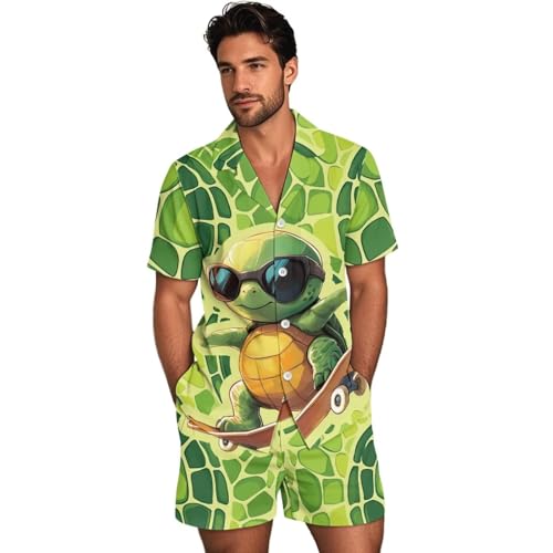 Men Pajama Set Cotton Sleepwear Short Sleeve Button Down Pajamas Loungewear 2 Piece Pj Sets