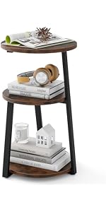 Table Rangement Livres Décorations Table Appoint Costway 3 Niveaux - Métal Design Rond - 40,5x38x62cm - Bout Canapé Chevet Guéridon Salon Rond