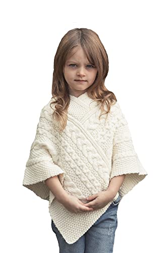 Image of Aran Crafts Kid's Irish Cable Knitted Soft Cape Poncho (100% Merino Wool)
