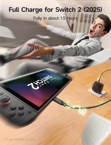 Image of JSAUX 65W GaN USB C Charger for Switch 2, EU /UK Plug, 6.6FT Cable, Black | Powers in TV Mode, GaN PD Fast Charge for ROG Xbox Ally, Steam Deck, ROG Ally, iPhone 17, Galaxy, Tablet & Laptop