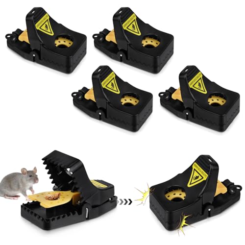 flintronic 4 Pack Mouse Traps, Mouse Traps Reusable, Mice Traps Indoors and Outdoors Trap, Rat Traps Highly Efficient Effective & Safe Better, Mouse Traps for Outdoor/Kitchen/Storehouse/Garden