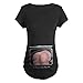 Yuandongxing Mujer Maternidad Clásica Lado Fruncido Camiseta Tops Divertidos Mama Embarazo Ropa Negro L