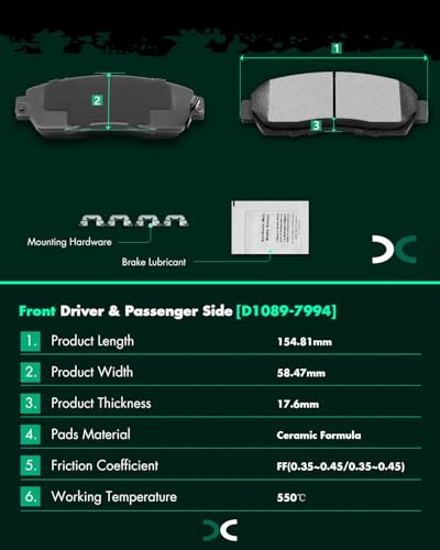 Image of SCITOO D1089 D1281 Ceramic Brake Pads Sets Front & Rear Replacement For Honda Odyssey 2011-2014