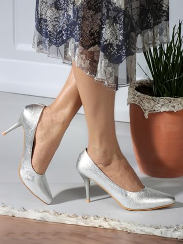 Image of Carlton London Women Stylish Slipon Pump Shoes with Stiletto Heels, Pointed Toe