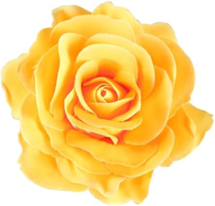 BinaryABC Artificial Rose Flower Hairpin Hair Clips,Flower Brooch for Women Party (Yellow)