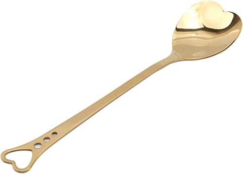 Cucharas de café en forma de corazón de acero inoxidable Cucharas de postre para leche de helado, herramientas para Kicthen color dorado