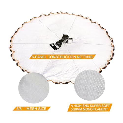 BasicGear® Pancake® Cast Net, 4ft Radius, 3/8 Mesh, 0.75lb Protected - image 3