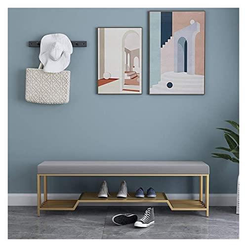Meuble à chaussures avec coussin doux banc de rangement entrée fer