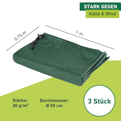 Windhager Winter-Vlies Rosenvlies-Haube Thermovlies Gartenvlies Frostschutz Kälteschutz für Rosen, 3 Stück, 0,75x1 m, 30 g, grün