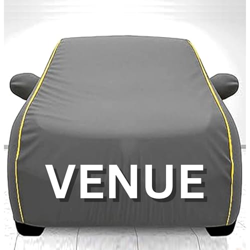Image of 100% Waterproof Car Cover for Venue UV Protection, Dustproof, Windproof | Custom Fit with Mirror Pockets, Belt & Buckle | All Weather Outdoor Body Cover(Grey)