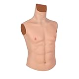 Liifun Fake Silicone Muscle Male Realistic Chest Muscle Half Body Suit for Cosplay Halloween Costume Makeup Ladyboy