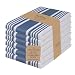 Urban Villa Kitchen Towels,Trendy Stripes, 100% Cotton Dish Towels,Mitered Corners, (Size: 20X30 Inch), Indigo Blue/White Highly Absorbent Bar Towels & Tea Towels - (Set of 6)