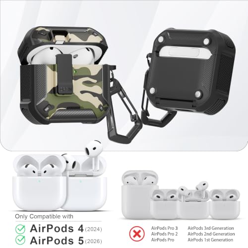 Image of for AirPods 5 /4 Case (2026 /2024) with Magnetic Secure Lock and Phone Stand