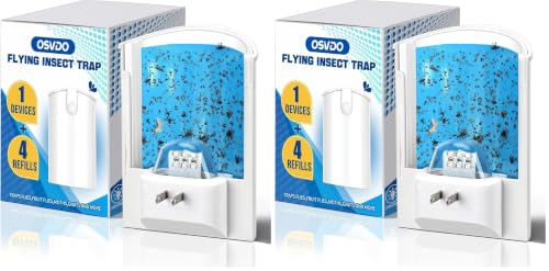 Image of OSVDO Blue UV Light Flying Insect Trap, Plug-in Bug Catcher with 4 Sticky Refills for 100+ Days, Fly Catcher for Flies, Fruit Flies, Gnats, Moths, Silent for Home (Pack of 2)