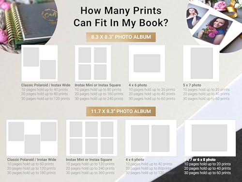 Image of Graduation Guest Book - Grad Party Sign-In Book, Custom Scrapbook Photo Album to Sign with Polaroid Instax Photos - Fits 4x6 or 5x7 Pictures (Navy, Small - 8.3x8.3 inch)