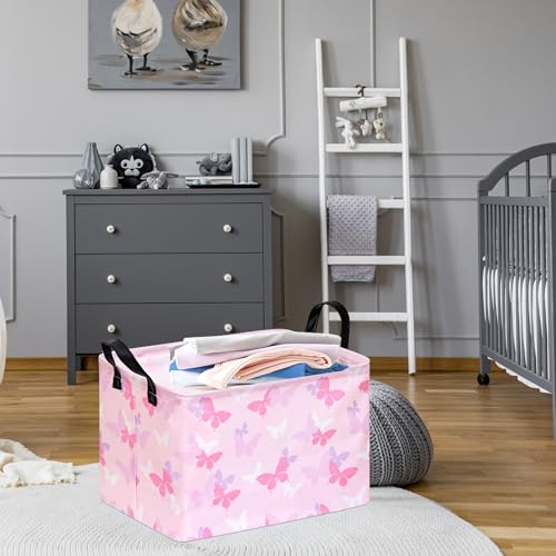 Image of Rectangular Butterfly Storage Basket with Handles, Hamper Storage Basket Collapsible Organizer Bin for Home and Kitchen Storage