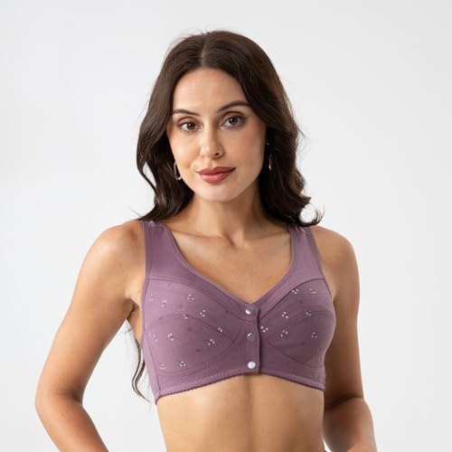 Womens Daisy Bra Front Closure Sports Bras Beauty Back Full Coverage Comfor Easy Close Bra Front Buckle Corset Beige4