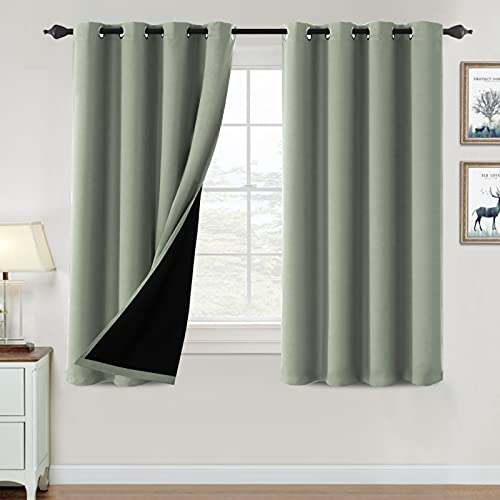 H.VERSAILTEX Blackout Curtains 54" Light Sage 2-Panels