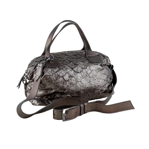 Bolsa Celine em Couro Legítimo de Pirarucu Sustentável, Tamanho Único – Marca Sool (Carbono)