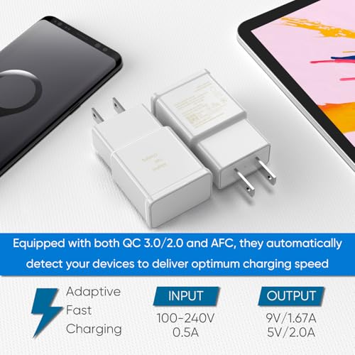 Image of Type C Charger Fast Charging, 2 Pack USB C Android Phone Wall Charger Block & 6.6ft Charge Cable Cord, for Samsung Galaxy S8 / S9 / S10 Plus Active S10e, S20 / S21 Ultra Plus, Note 8 9 10, Pixel 3 4 etc