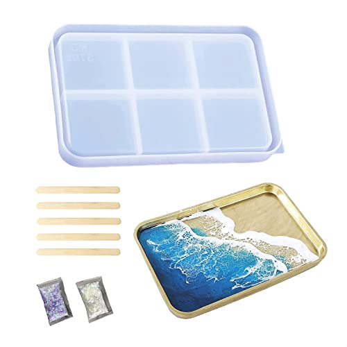 Resin Tray Molds Silicone - Large Rectangle Rolling Tray Molds for Resin â€“ Sturdy Silicone Tray Molds with Edges - Supplies for Epoxy Resin Casting - Serving Tray Mold for Home and DIY Decoration