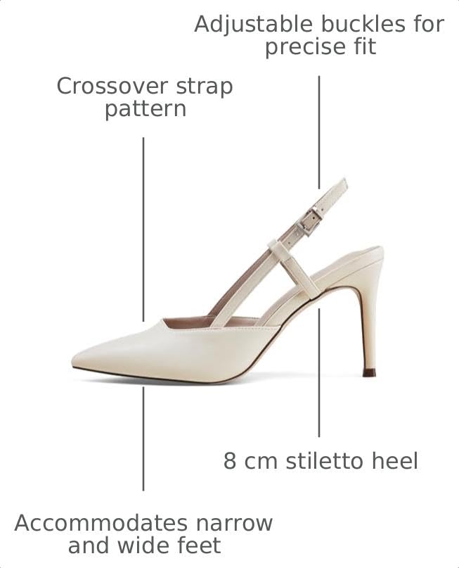 Image of Elisabet Tang Women's Kitten Heel Slingback Low Pumps 3 Inches Stiletto Pointed Closed Toe Elegant Dressy Bridal Wedding Party Shoes