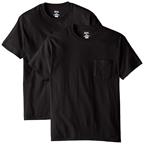 Hanes Men's 2 Pack Short-Sleeve Pocket Beefy-T (Black, X-Large/46-48