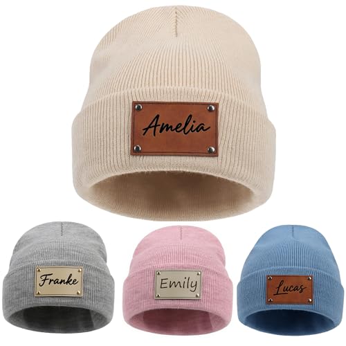Custom Baby Beanie Hats for Kids,Personalized Toddler Beanies Winter Hat with Name for Baby Boys Girls,Snow Play Knit Warm Beanies Kids,Birthday, Christmas,Newborn
