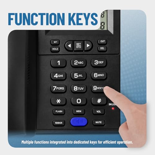 Téléphone de bureau filaire LCD avec affichage du numéro de l'appelant