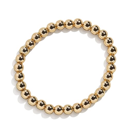 Pisa Stretch Bracelet - 14k Gold-Plated Beaded Bracelet for Women, Stacking Bracelet, Gold-Plated Ball Bracelet, Trendy and Hypoallergenic Jewelry, Women's Fashion Jewelry, 5.5