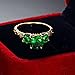 Hsitgexf Green Simulated Emerald 18K Yellow Gold Plated Silver Women Ring,Fashion Round-Cut Cubic Zirconia Three-Stone Engagement Ring (US Size 8)