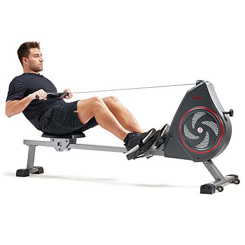 Sunny Health & Fitness Rowing Machine for Low Impact Full Body Workouts, Optional Magnetic Rower or Air Rower with Exclusive Free SunnyFit App and Smart Connectivity